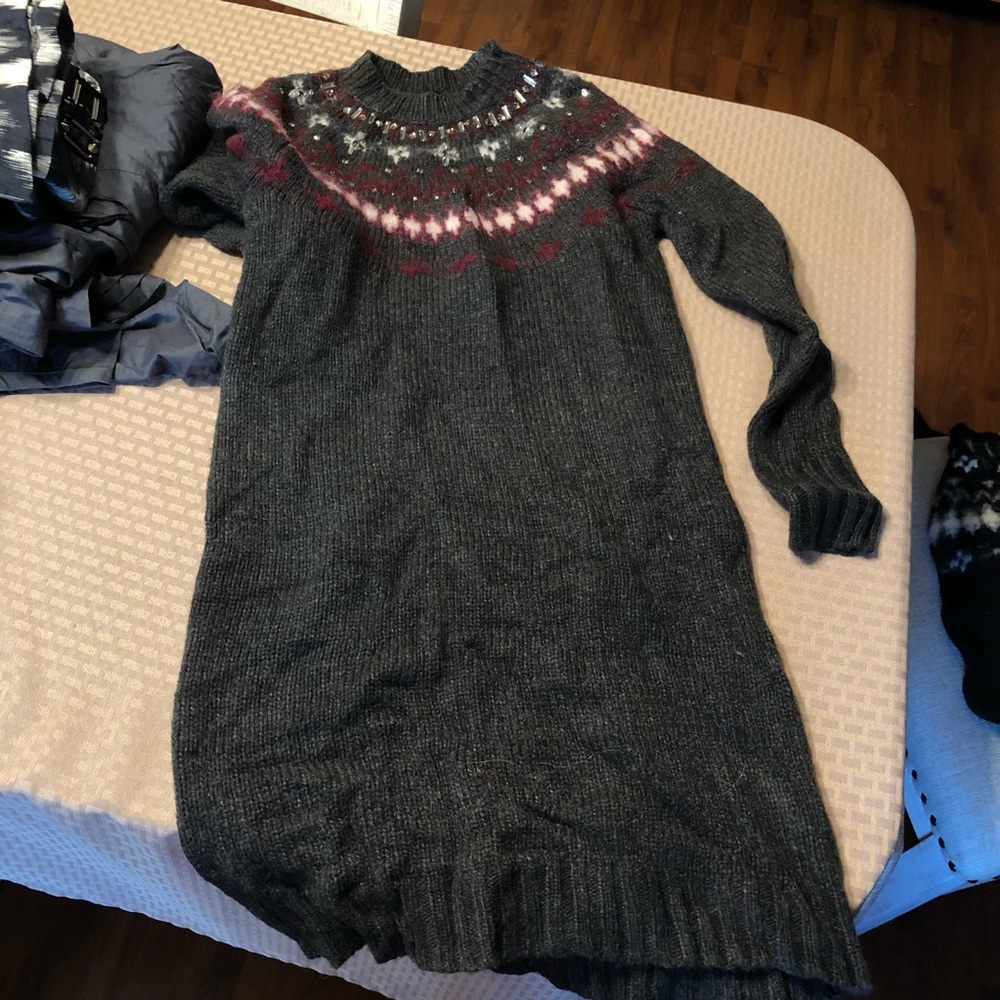 j crew embellished gem crystal wool sweater dress